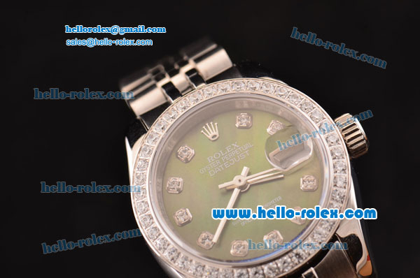 Rolex Datejust Lady 2813 Automatic Steel Case with Grey MOP Dial Diamond Markers and Diamond Bezel ETA Coating - Click Image to Close